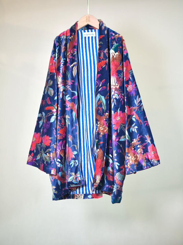 
                  
                    Printed velvet long jacket
                  
                