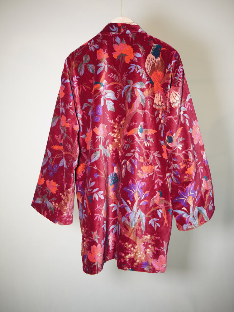 
                  
                    Printed velvet long jacket
                  
                